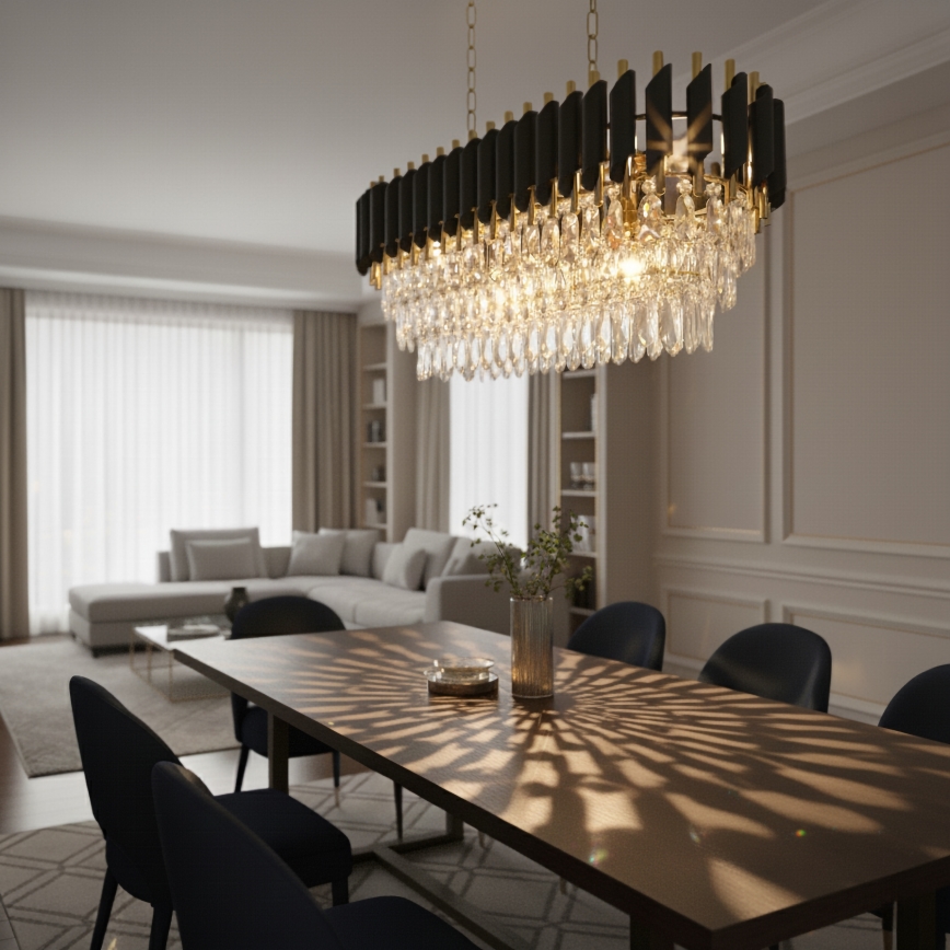 Brilagi - Żyrandol na łańcuchu ECLIPSE 10xE14/10W/230V 78x28 cm czarny/złoty