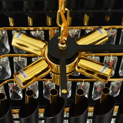 Brilagi - Żyrandol na łańcuchu ECLIPSE 10xE14/10W/230V 78x28 cm czarny/złoty