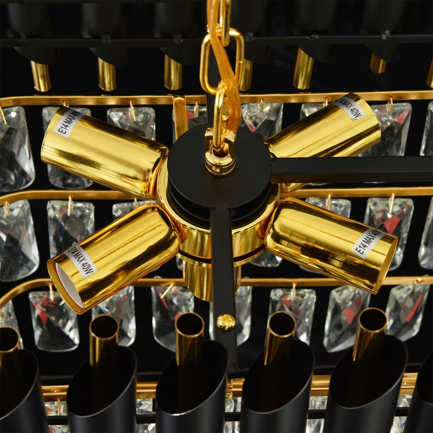 Brilagi - Żyrandol na łańcuchu ECLIPSE 10xE14/10W/230V 78x28 cm czarny/złoty