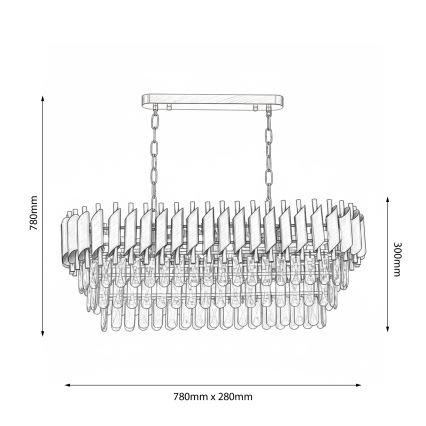 Brilagi - Żyrandol na łańcuchu ECLIPSE 10xE14/10W/230V 78x28 cm czarny/złoty