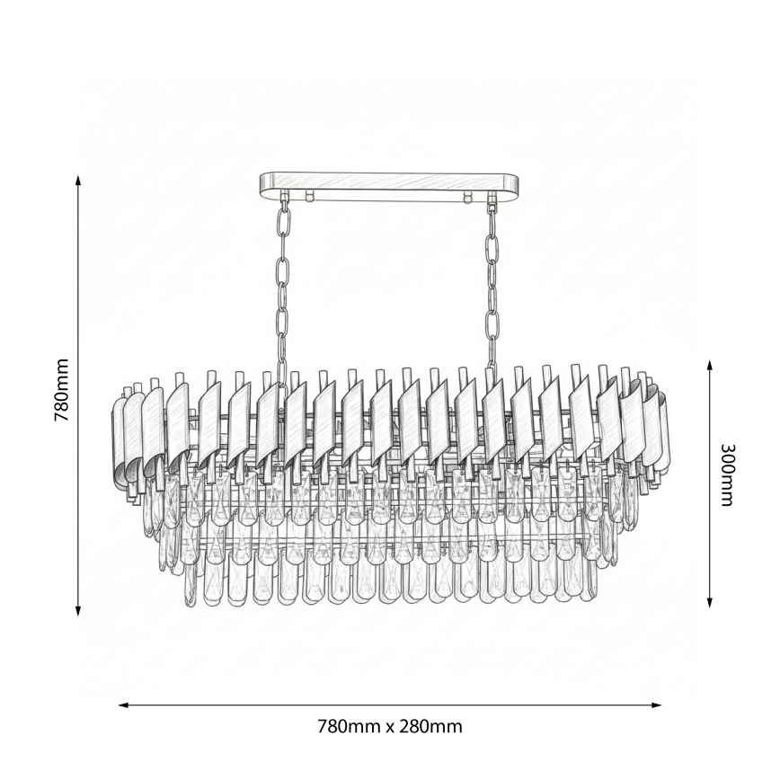 Brilagi - Żyrandol na łańcuchu ECLIPSE 10xE14/10W/230V 78x28 cm czarny/złoty
