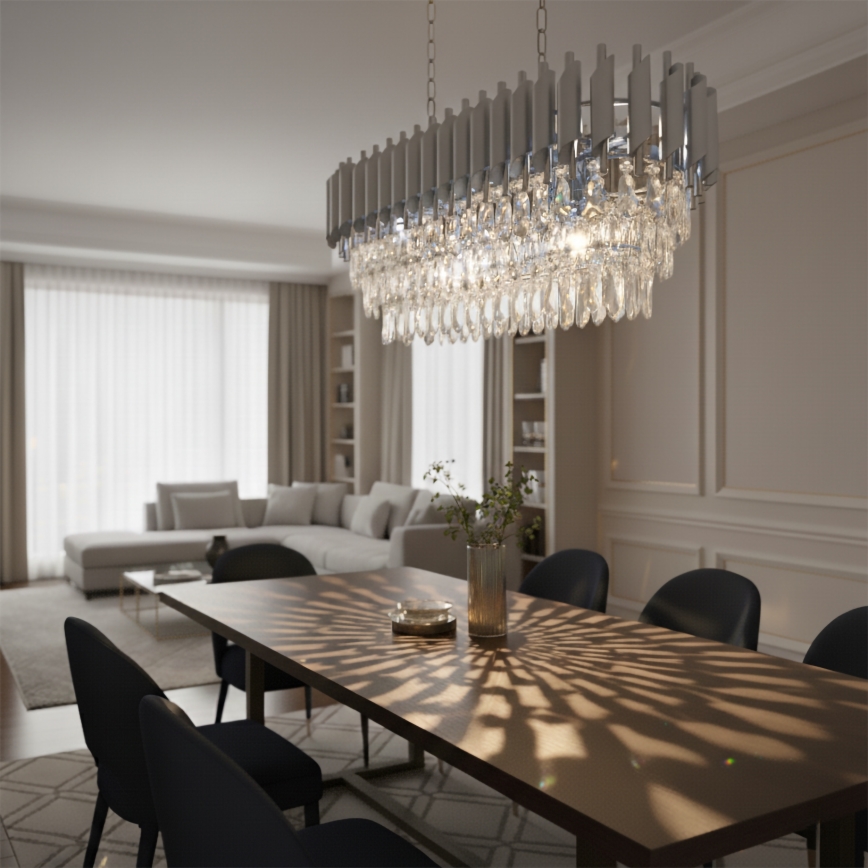 Brilagi - Żyrandol na łańcuchu ECLIPSE 10xE14/10W/230V 78x28 cm srebrny