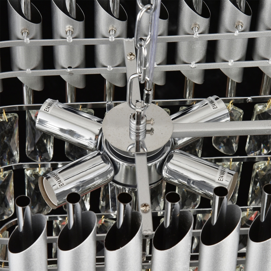 Brilagi - Żyrandol na łańcuchu ECLIPSE 10xE14/10W/230V 78x28 cm srebrny