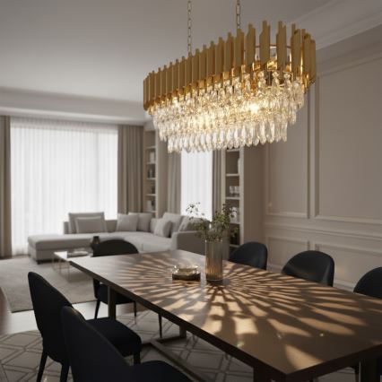 Brilagi - Żyrandol na łańcuchu ECLIPSE 10xE14/10W/230V 78x28 cm złoty