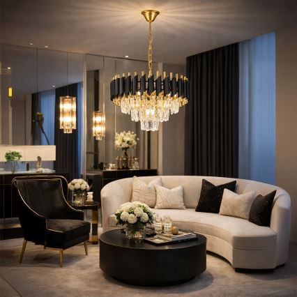 Brilagi - Żyrandol na łańcuchu ECLIPSE 5xE14/10W/230V śr. 38 cm czarny/złoty