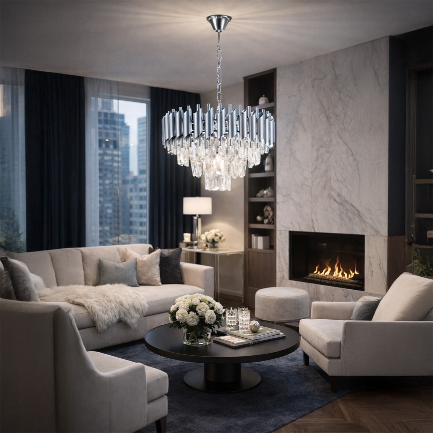 Brilagi - Żyrandol na łańcuchu ECLIPSE 5xE14/10W/230V śr. 38 cm srebrny