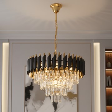 Brilagi - Żyrandol na łańcuchu ECLIPSE 7xE14/10W/230V Ø 48 cm czarny/złoty