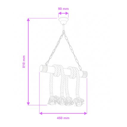 Brilagi - Żyrandol na łańcuchu KOS 4xE27/60W/230V buk