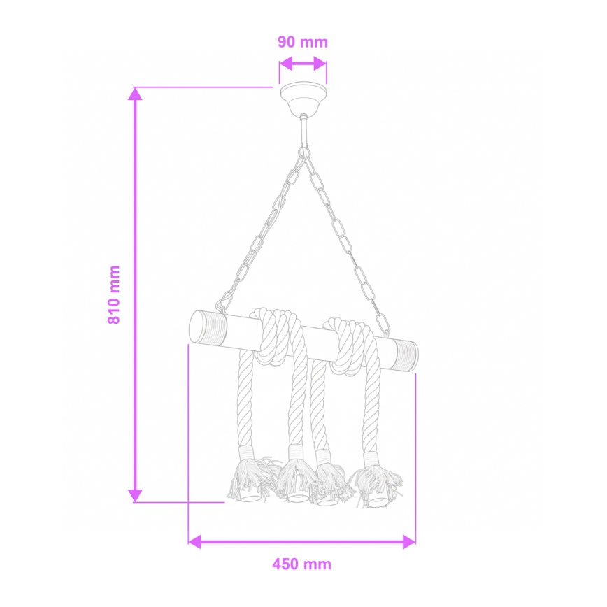 Brilagi - Żyrandol na łańcuchu KOS 4xE27/60W/230V buk