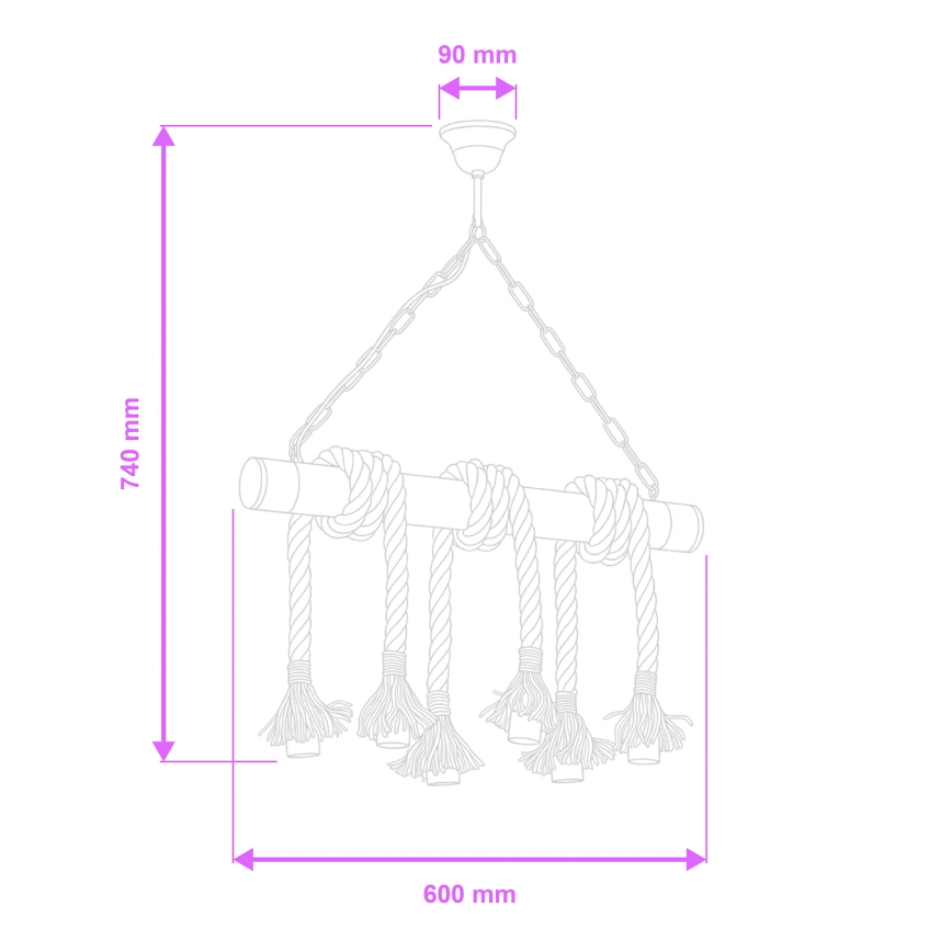 Brilagi - Żyrandol na łańcuchu KOS 6xE27/60W/230V buk