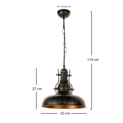 Brilagi - Żyrandol na łańcuchu PYRONIC 1xE27/40W/230V śr. 32 cm brąz/patina