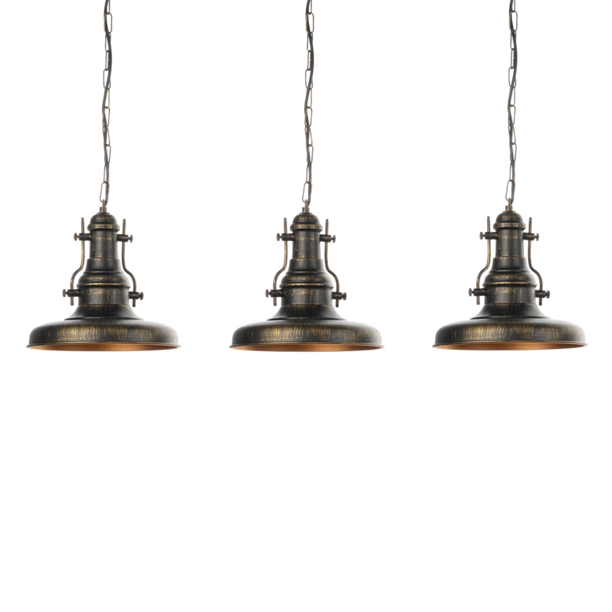 Brilagi - Żyrandol na łańcuchu PYRONIC 3xE27/40W/230V brązowy/patina