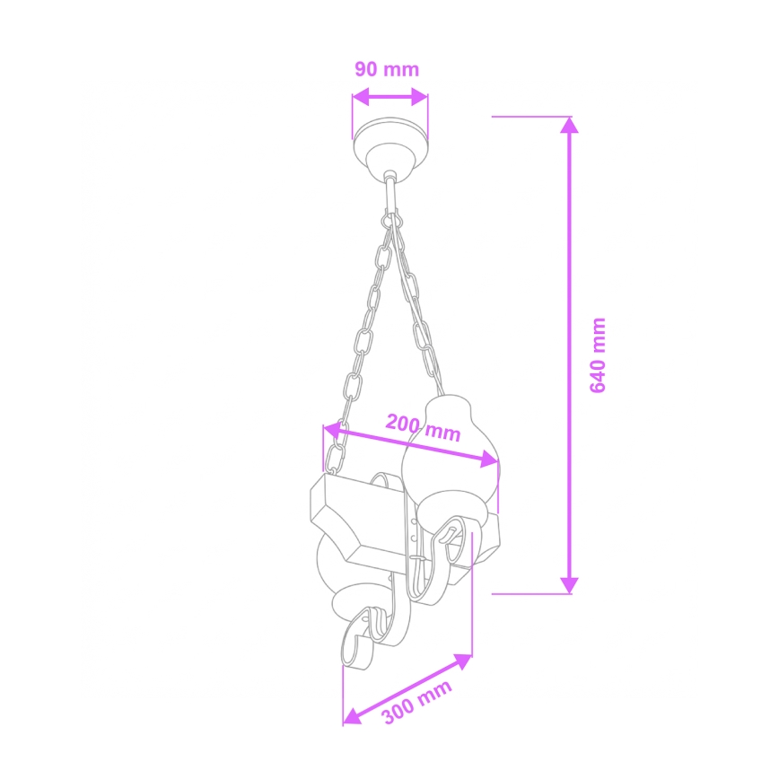 Brilagi - Żyrandol na łańcuchu QUEEN 2xE14/40W/230V buk