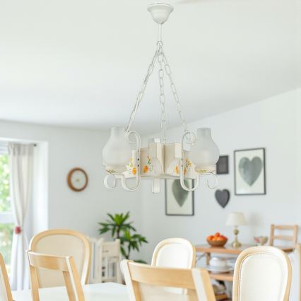 Brilagi - Żyrandol na łańcuchu QUEEN 3xE14/40W/230V buk/kremowy