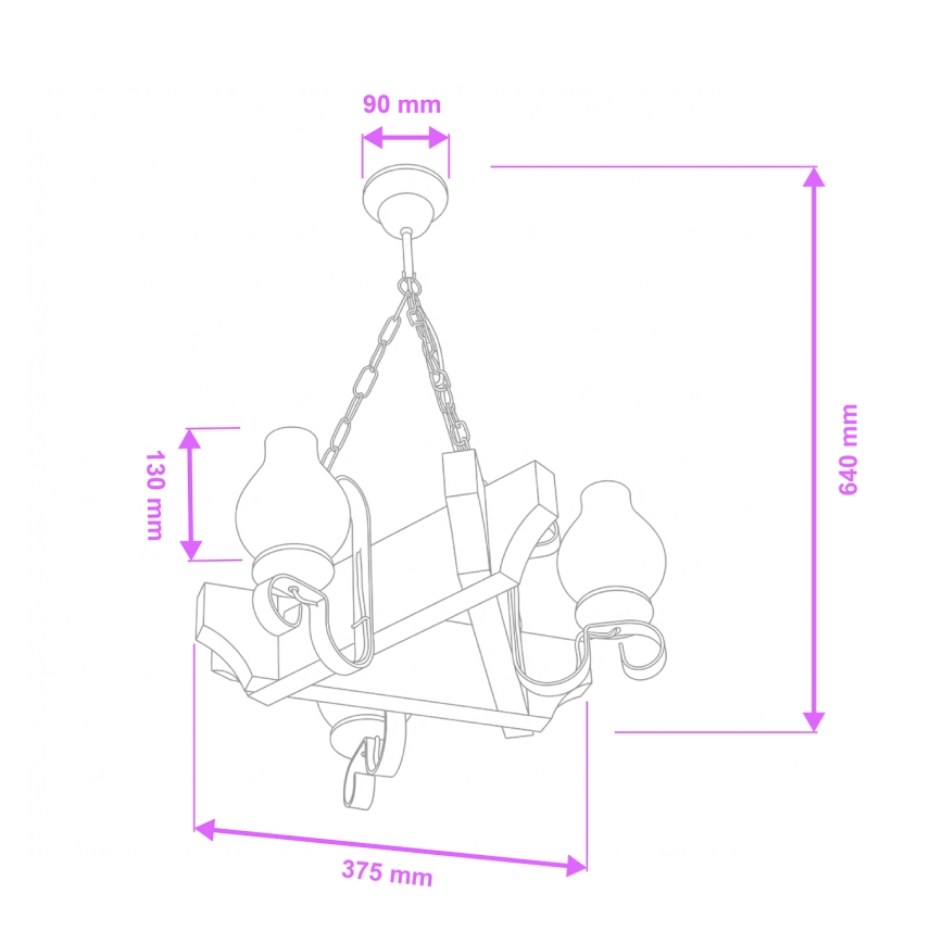 Brilagi - Żyrandol na łańcuchu QUEEN 3xE14/40W/230V buk/orzech