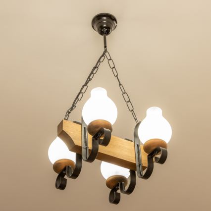 Brilagi - Żyrandol na łańcuchu QUEEN 4xE14/40W/230V buk