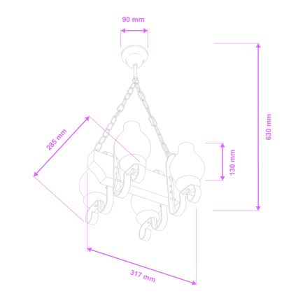 Brilagi - Żyrandol na łańcuchu QUEEN 4xE14/40W/230V buk
