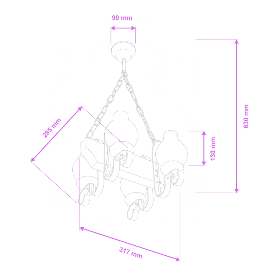 Brilagi - Żyrandol na łańcuchu QUEEN 4xE14/40W/230V buk