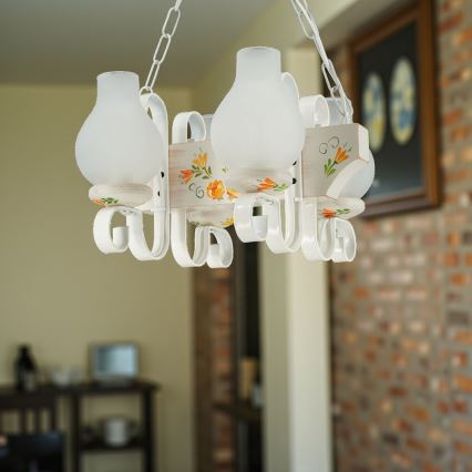 Brilagi - Żyrandol na łańcuchu QUEEN 4xE14/40W/230V buk/kremowy