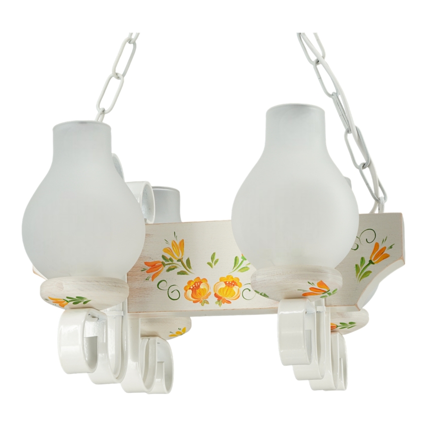 Brilagi - Żyrandol na łańcuchu QUEEN 4xE14/40W/230V buk/kremowy