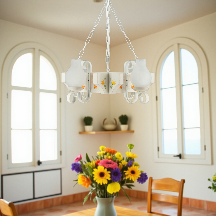 Brilagi - Żyrandol na łańcuchu QUEEN 4xE14/40W/230V buk/kremowy