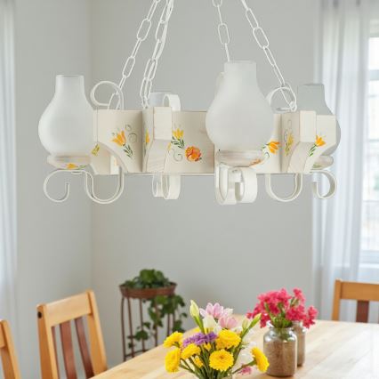 Brilagi - Żyrandol na łańcuchu QUEEN 4xE14/40W/230V buk/kremowy