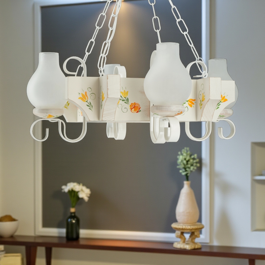 Brilagi - Żyrandol na łańcuchu QUEEN 4xE14/40W/230V buk/kremowy