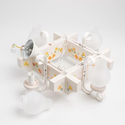 Brilagi - Żyrandol na łańcuchu QUEEN 4xE14/40W/230V buk/kremowy