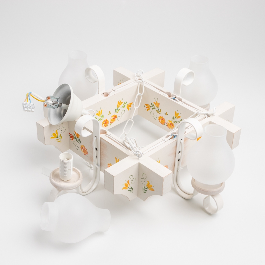 Brilagi - Żyrandol na łańcuchu QUEEN 4xE14/40W/230V buk/kremowy