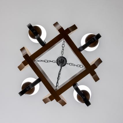 Brilagi - Żyrandol na łańcuchu QUEEN 4xE14/40W/230V buk/orzech