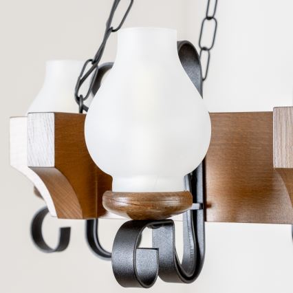 Brilagi - Żyrandol na łańcuchu QUEEN 4xE14/40W/230V buk/orzech