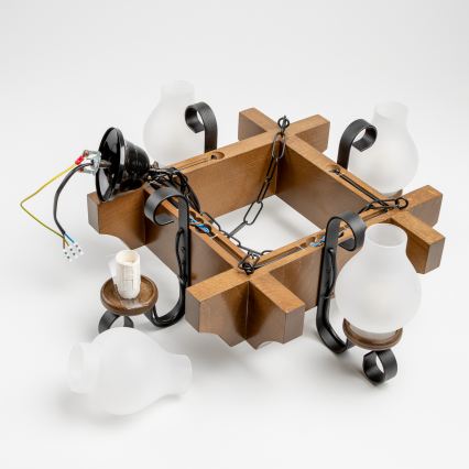 Brilagi - Żyrandol na łańcuchu QUEEN 4xE14/40W/230V buk/orzech