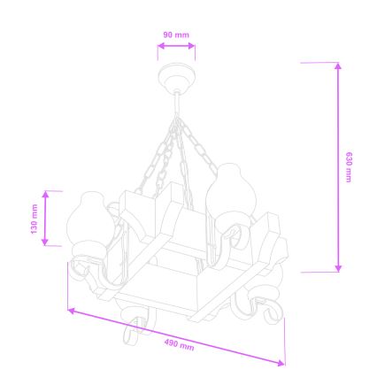 Brilagi - Żyrandol na łańcuchu QUEEN 4xE14/40W/230V buk/orzech