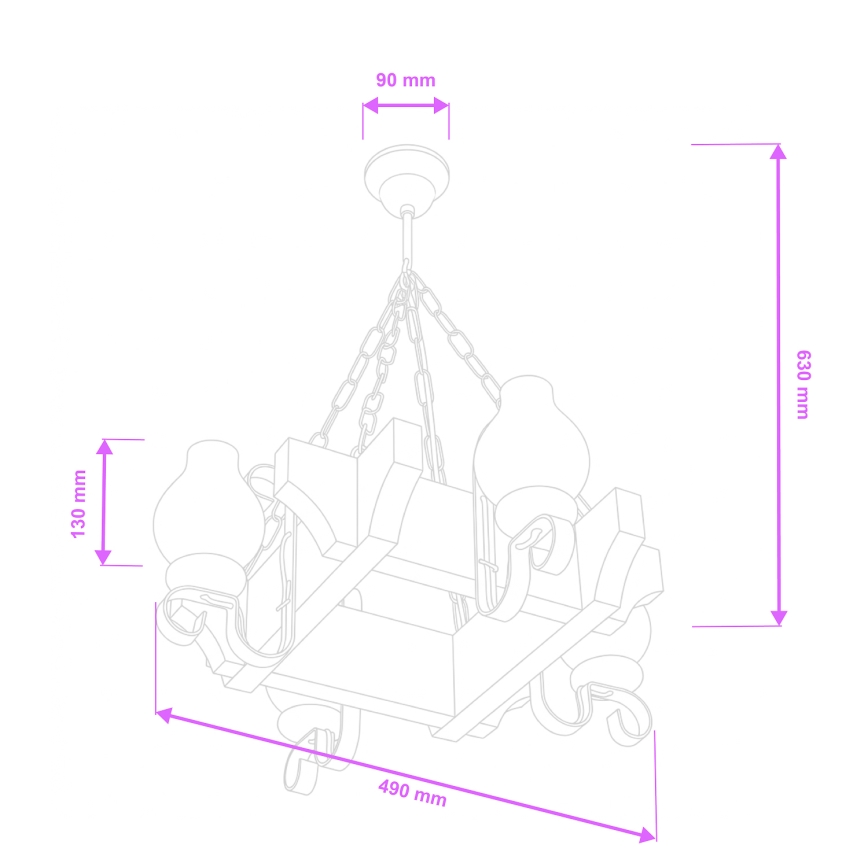 Brilagi - Żyrandol na łańcuchu QUEEN 4xE14/40W/230V buk/orzech