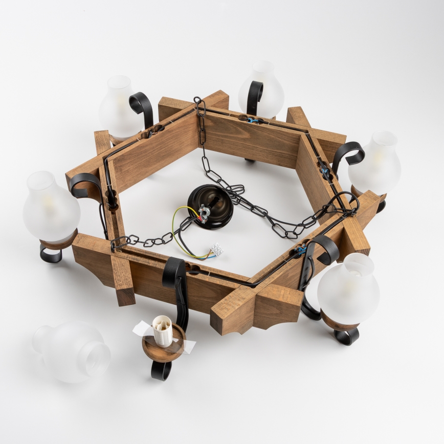 Brilagi - Żyrandol na łańcuchu QUEEN 6xE14/40W/230V buk