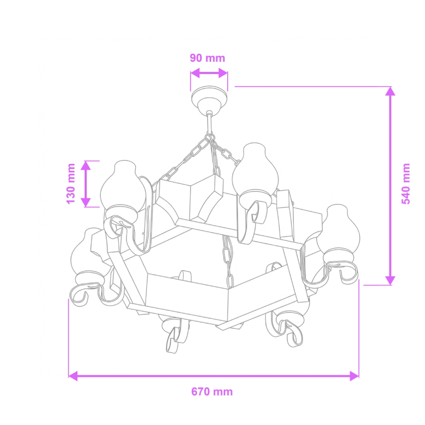 Brilagi - Żyrandol na łańcuchu QUEEN 6xE14/40W/230V buk