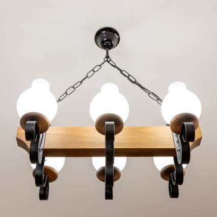 Brilagi - Żyrandol na łańcuchu QUEEN 6xE14/40W/230V buk