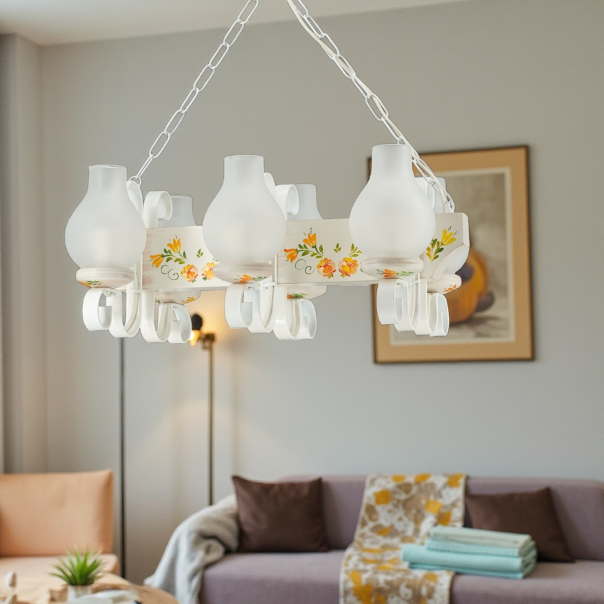 Brilagi - Żyrandol na łańcuchu QUEEN 6xE14/40W/230V buk/kremowy