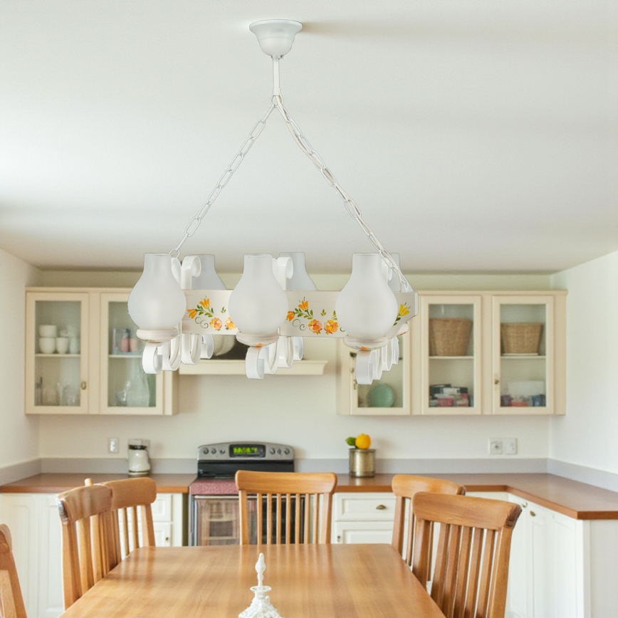 Brilagi - Żyrandol na łańcuchu QUEEN 6xE14/40W/230V buk/kremowy