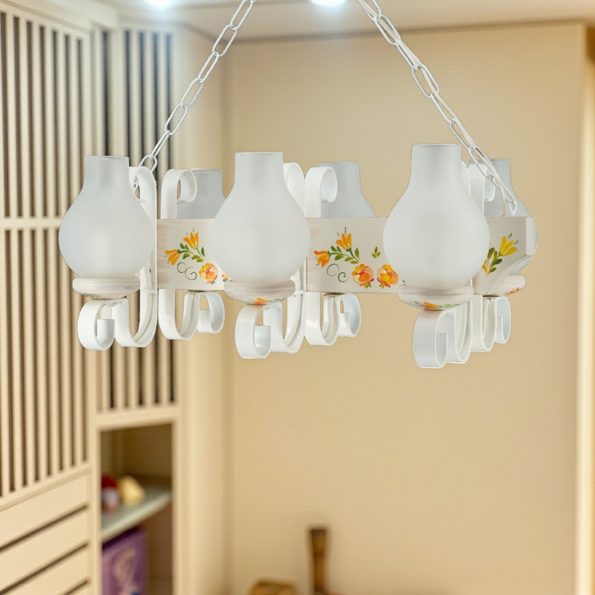 Brilagi - Żyrandol na łańcuchu QUEEN 6xE14/40W/230V buk/kremowy