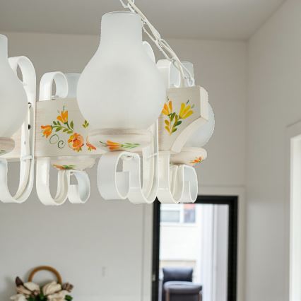 Brilagi - Żyrandol na łańcuchu QUEEN 6xE14/40W/230V buk/kremowy