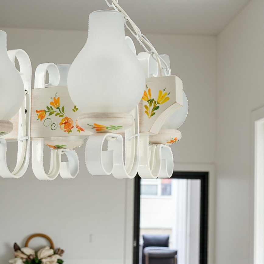 Brilagi - Żyrandol na łańcuchu QUEEN 6xE14/40W/230V buk/kremowy