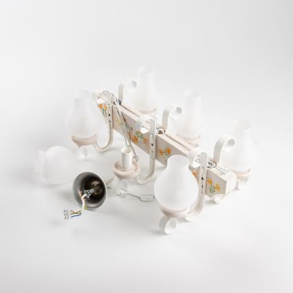 Brilagi - Żyrandol na łańcuchu QUEEN 6xE14/40W/230V buk/kremowy