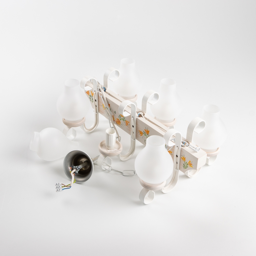 Brilagi - Żyrandol na łańcuchu QUEEN 6xE14/40W/230V buk/kremowy