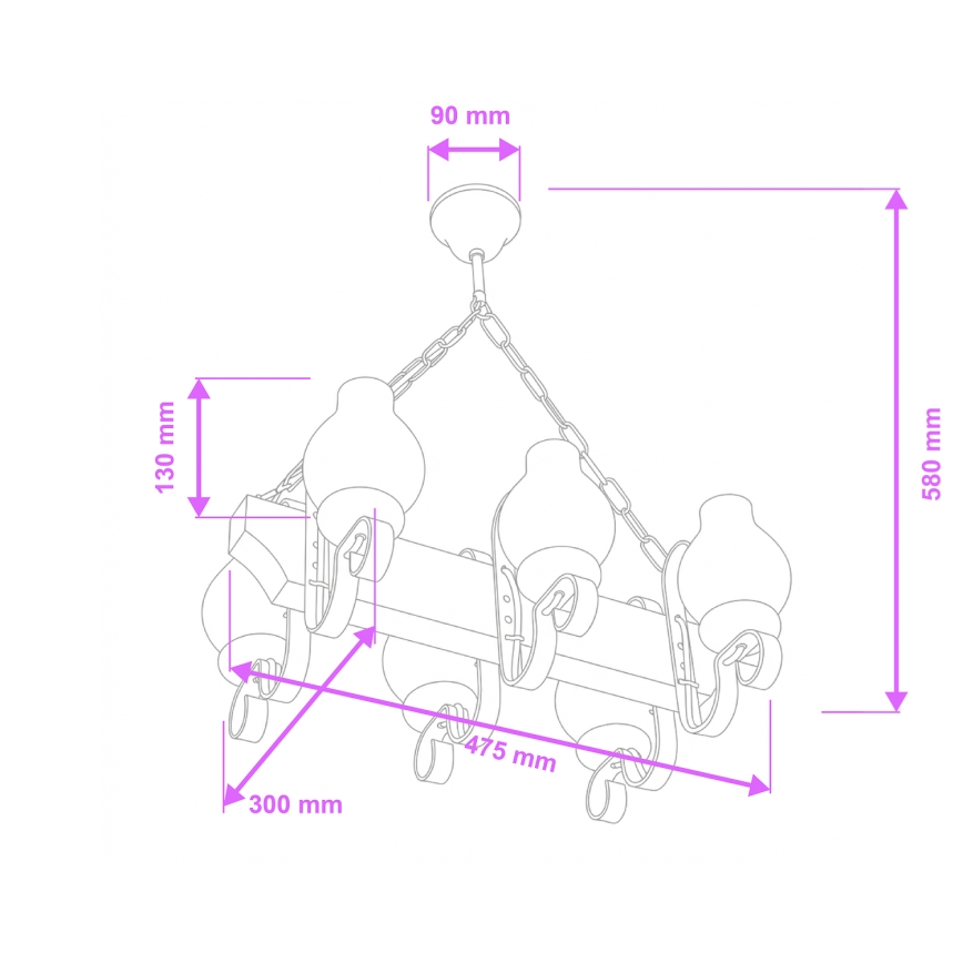 Brilagi - Żyrandol na łańcuchu QUEEN 6xE14/40W/230V buk/kremowy