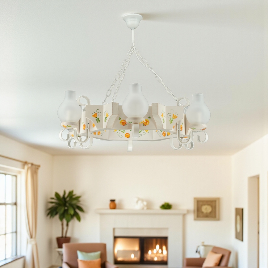 Brilagi - Żyrandol na łańcuchu QUEEN 6xE14/40W/230V buk/kremowy