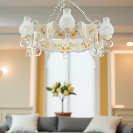 Brilagi - Żyrandol na łańcuchu QUEEN 6xE14/40W/230V buk/kremowy