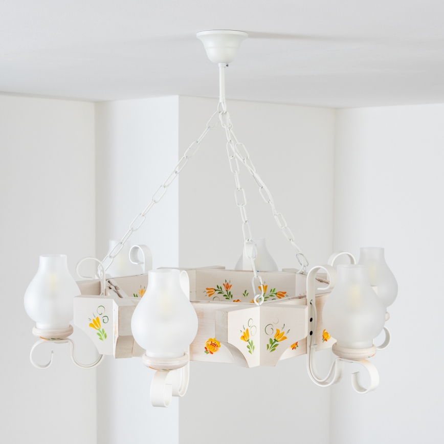 Brilagi - Żyrandol na łańcuchu QUEEN 6xE14/40W/230V buk/kremowy