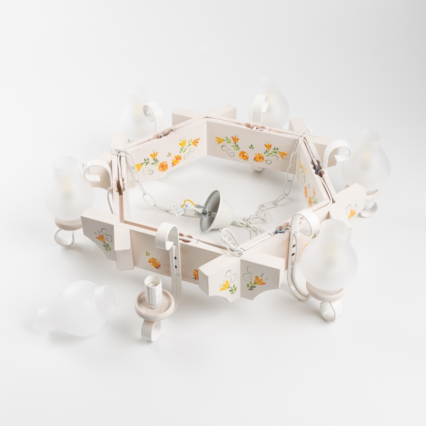 Brilagi - Żyrandol na łańcuchu QUEEN 6xE14/40W/230V buk/kremowy