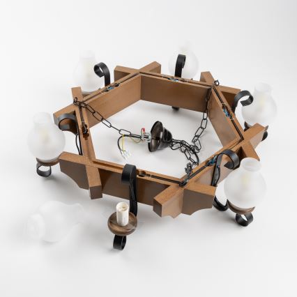 Brilagi - Żyrandol na łańcuchu QUEEN 6xE14/40W/230V buk/orzech